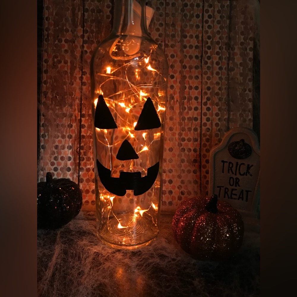 Jack O Lantern Wine Bottle Halloween Decor